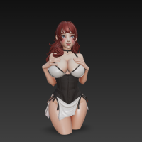 Busty Waifu With Hands on Big Boobs Anime Bust STL File for 3D printingCults