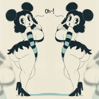 hairbun standing huge breasts sideboob boobs ass twin buns curvy cartoon minimalism artwork animation heels simple background Disney looking back