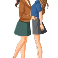 Lesbian couple kissing cartoon isolated Royalty Free Vector