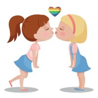 Two girls kissing. Valentines day. Lesbians LGBT. Cartoon flat characters illustration. 10449304 Vector Art at Vecteezy