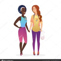 Lesbians couple family. Cartoon style beautiful pretty lesbian woman. Cute girls couple. Stock Vector by Lembergvector 209134458
