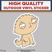 Stewie Griffin Sitting Naked Family Guy High Quality Vinyl Stickers Perfect for your car window cup laptop tumbler phone mug furniture or any other clean smooth surface.