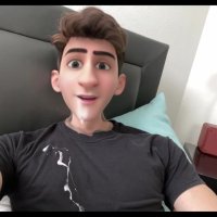Cute Anime Cartoon Boy Guy trekt zijn lul en Cums op zijn gezicht