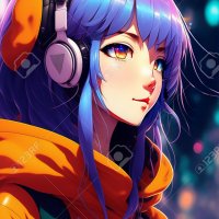 Anime Manga Girl With Headphones Listening To Music. 3D Rendering. Stock Photo Picture and Royalty Free Image. Image 207804544.