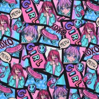 Katoenjersey Manga Girl lichfuchsia