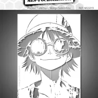 Stencil Manga jongen met strohoed