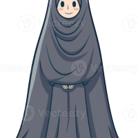 A Cartoon Illustration Of A Woman Wearing A Grey Niqab 55242712 PNG