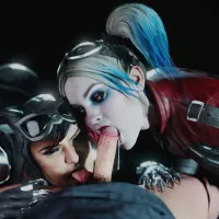 Double Blowjob with Harley Quinn and Catwoman Dc Comics Parody