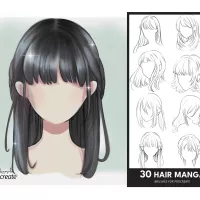 Procreate Manga Hairstyles Stamps: anime-haarborstels voor Chibi commercieel gebruik
