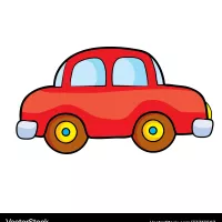 Toy car red cartoon isolated object on white