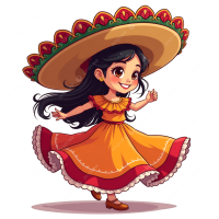 Clipart Mexicaans Cartoon Girl Dancing Symbolising Joy Celebration En Latino Heritage Clipart Mexicaans Cartoon Girl Dancing Symboliseert Vreugde Viering En Latino Erfgoed Afbeelding PNG Met Transparante Achtergrond Voor Gratis Download