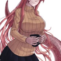 Monster Musume no Iru Nichijou big boobs long hair yellow sweater black skirts HD phone wallpaper