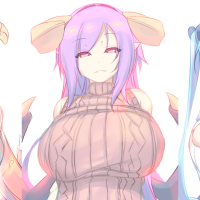 big boobs cleavage succubus sweater demon horns Monster Girl Quest