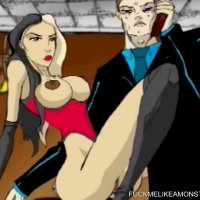 Busty cartoon slut gets pussy licked