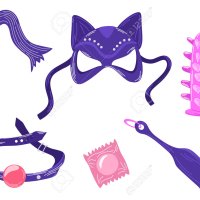 Adult Sex Toys. Set For Role-playing Games Bdsm. Leather Or Latex Pussycat Mask Condoms Gag Whip Dildos And Vibrators. Vector Cartoon Illustration Isolated On The White Background. Royalty Free SVG Cliparts