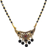 Jrg Antique Gold Plated Brass Mangalsutra For Women And Newly Married Long Mangalsutra With Black Beads : Amazon.in: Jewellery