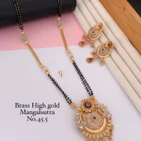 ANTIQUE BRASS GOLD PLATED MANGALSUTRA WITH EARRING B