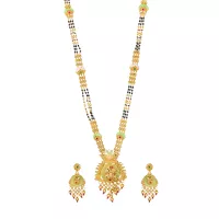 FLORAL DESIGN STUDDED GOLD-TONE MANGALSUTRA