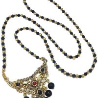 Jrg Antique Gold Plated Brass Mangalsutra For Women And Newly Married Long Mangalsutra With Black Beads : Amazon.in: Jewellery