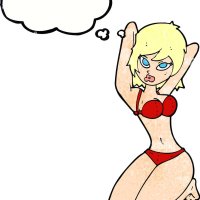cartoon sexy woman posing with thought bubble Stock Vector Image Art