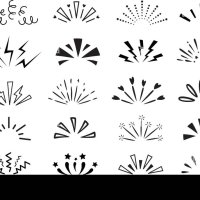 Doodle line sparkles. Surprise burst rays hand drawn sunburst and confetti explosion lines. Comic celebrating splash manga comic emotion expression Stock Vector Image Art