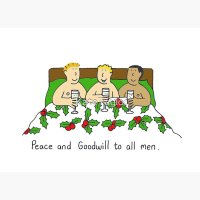 Gay Christmas Humor Cartoon Threesome Art Board Print for Sale by KateTaylor