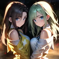Ffm threesome cinematic lighting looking at viewer