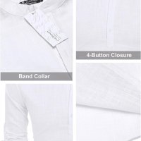 : COOFANDY Camisetas Henley de algodn y lino para hombre de manga larga estilo hippie casual playeras 01-Blanco Pequeña : Ropa Zapatos y Joyera