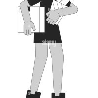 Latina girl happy quitting job black and white 2D line cartoon character Stock Vector Image Art