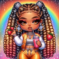 Chibi style airbrush illustration of a Latina
