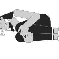 Heartbroken latina woman lying curled up black and white 2D line cartoon character. Suffering period cramps girl isolated vector outline person. Emotional stress monochromatic flat spot illustration 36039887 Vector Art at Vecteezy