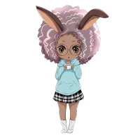 Chibi Afro Latina with Rhinestone Heart 3D Anime...