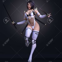 3D Sexy Assassin Woman In Latex And Sword.Conceptual Fashion Art ic Cosplay Hero.Cartoon Comics Manga.Isolated. Stock Photo Picture and Royalty Free Image. Image 186883242.