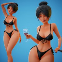 Game Cartoon Stylized Sexy Girl in Bikini Rigged