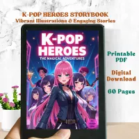 Kpop Demon Hunter Heroes Ebook PDF Anime Style Magical Adventure Story Printable Digital Download for Kids Gift