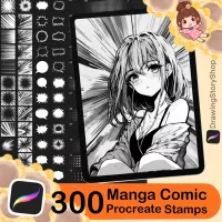 300 Procreate-manga komische borstelset tekstballon snelheidslijnen halftoonborstels schermtoonborstels