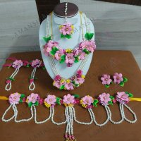 LAMANSH Flower Fabric Hand Jewellery Haldi Mehndi Set For Women Gi
