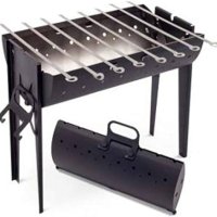 Mangal Grill Folding Steel 2mm Portable with 8 Shashlik Skewers