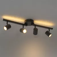 Plafondspot zwart GU10 50mm 4-lichts incl. backlight