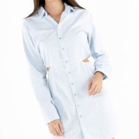 Vestido casual manga larga celeste