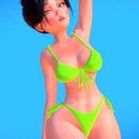 Stylized Sexy Game Girl in Bikini Character
