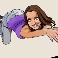 Cartoon of a beautiful sexy girl half reclining