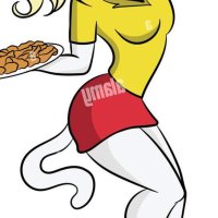 White Cat cartoon sexy mascot server fast food female pet animal character Stock Vector Image Art
