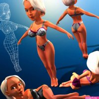 3D Sexy Cartoon Girl Character Rig