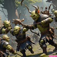 Goblin archer fight ogre.