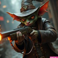 Steampunk Goblin Sniper in Anime Style