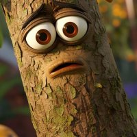 mango tree 3d pixar style cartoon character big