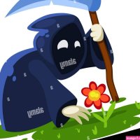 Death cartoon character reaches for a beautiful flower Stock Vector Image Art