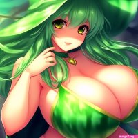 Huge boob huge boob anime witch girl watermelon witchbig bust anime image created in Shedevrum
