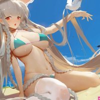 Anime girls beach azur lane formidable huge breasts Custom Gaming Mat Desk